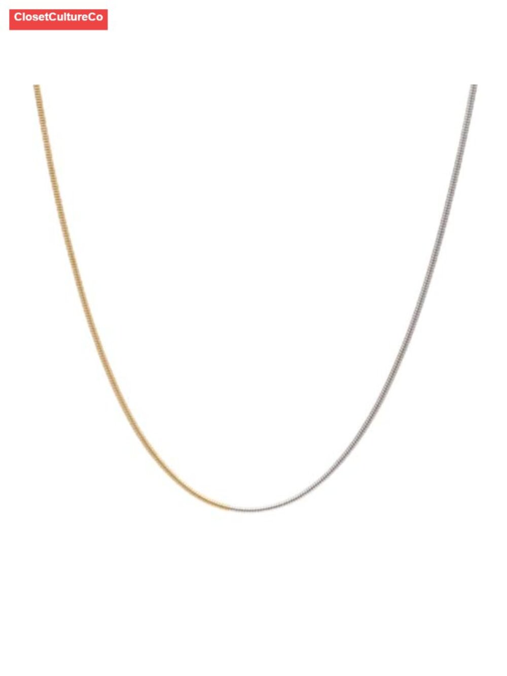 Waterproof Mixed Metal Snake Chain Necklace 18K Gold Plated